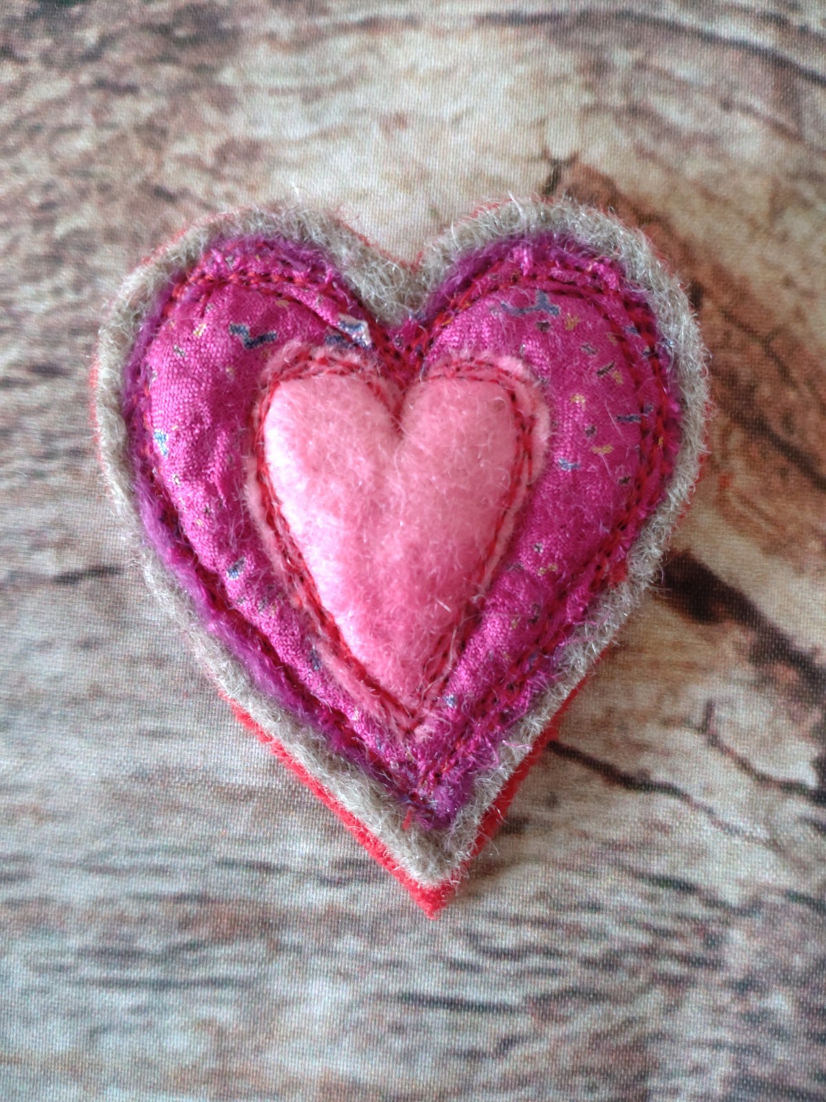 Pink heart brooch