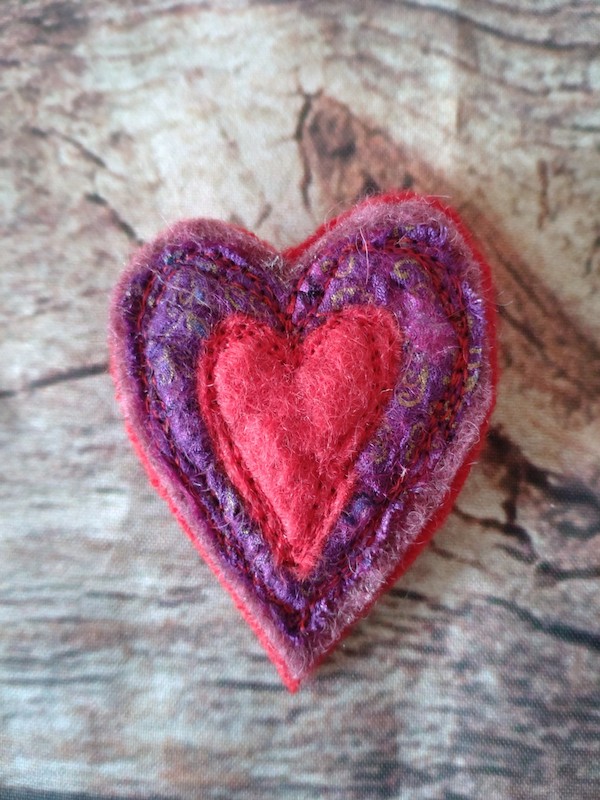 Red and Purple Heart brooch
