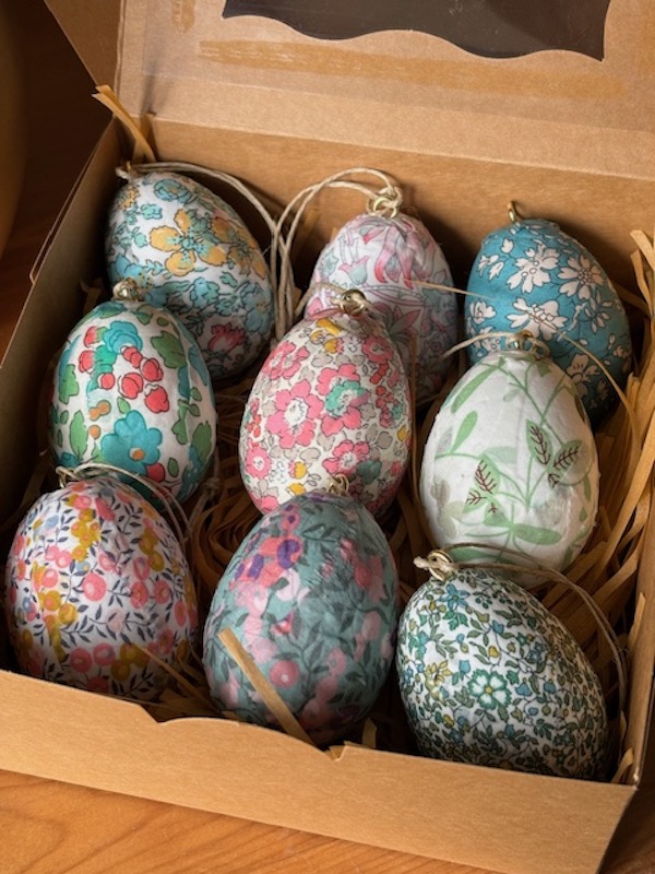 Box of mixed Liberty eggs in spring colours