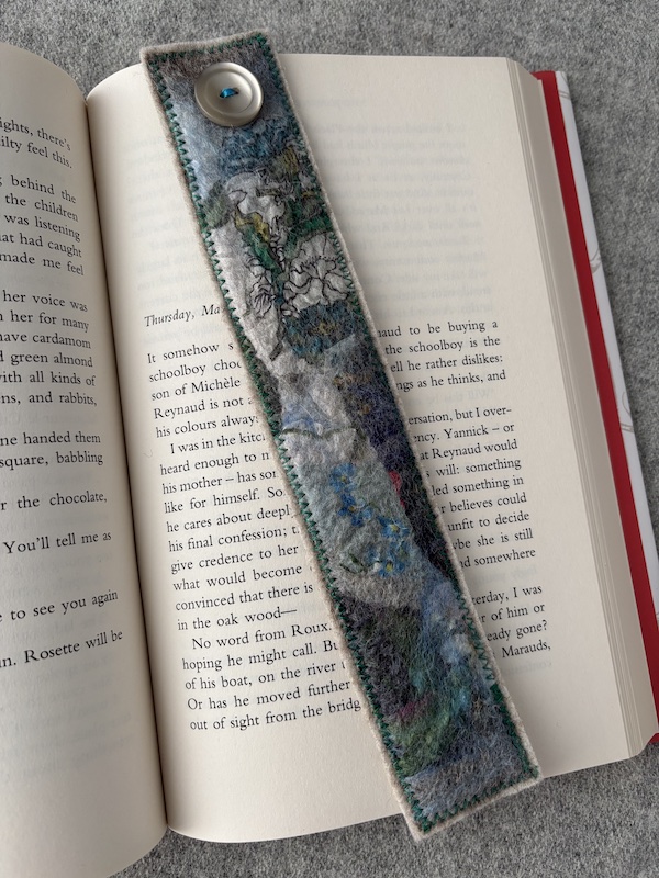 Nuno felted book mark (blues)