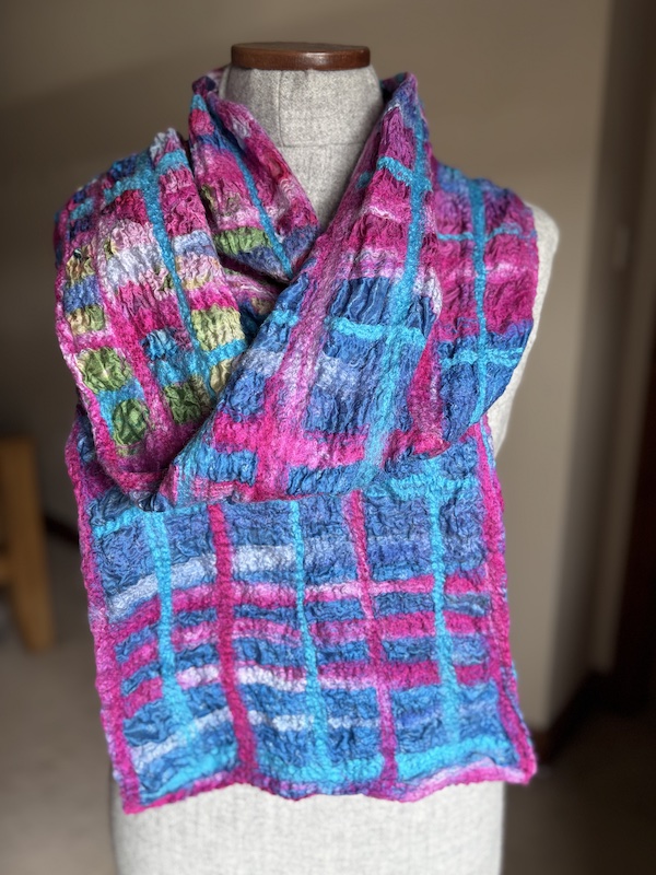 Nuno Silk Scarf in pinks and turquoise