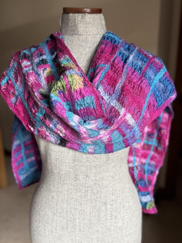 Nuno Silk Scarf in pinks and turquoise