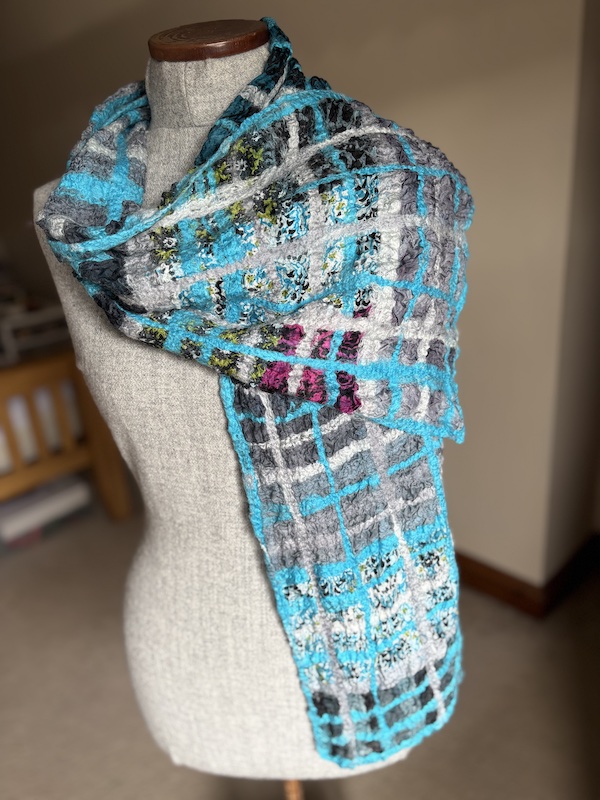 Grey and Turquoise  Nuno Silk Scarf