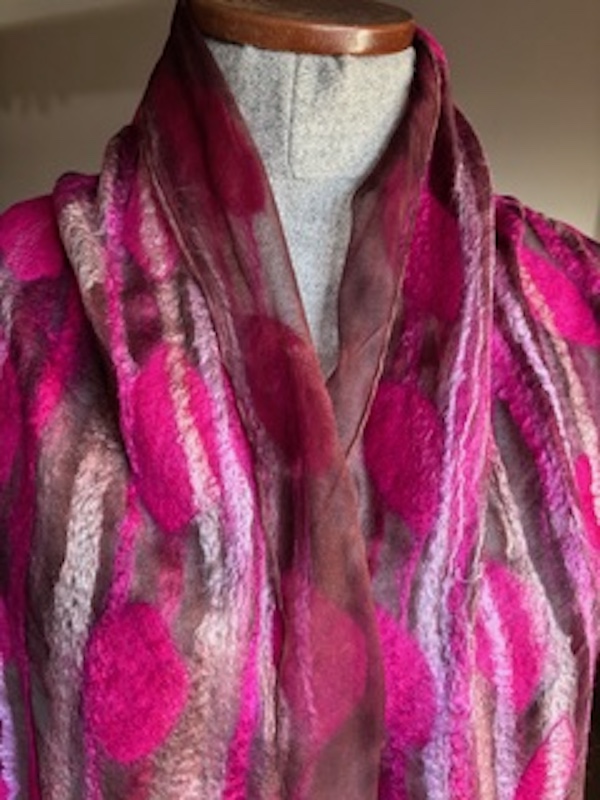 Magenta and Chestnut  Chiffon Scarf
